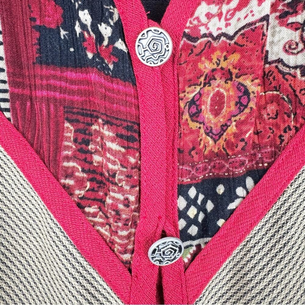 Vintage Grannycore Patchwork Turquoise Beaded But… - image 4